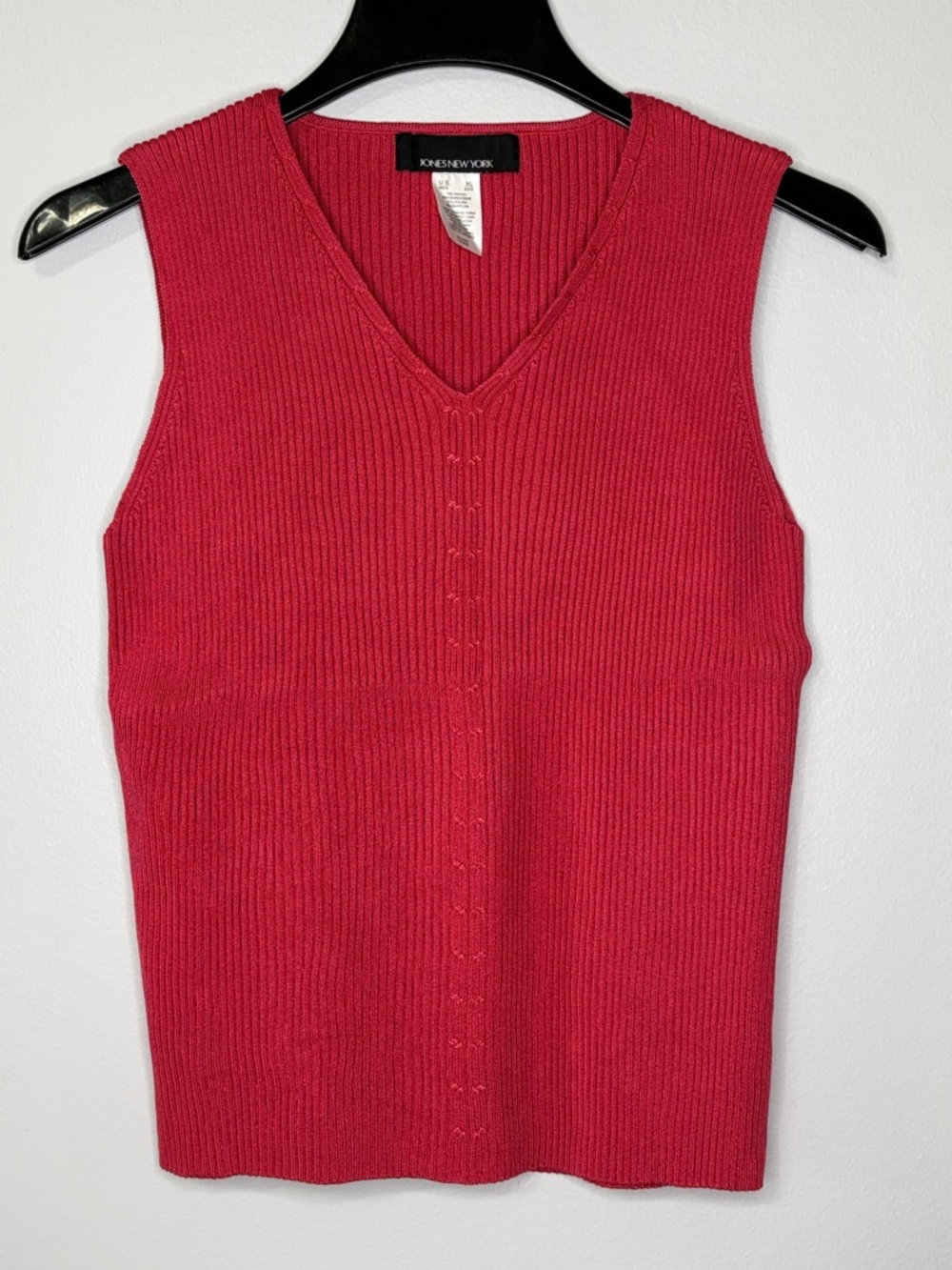 Jones New York Ribbed V-Neck Sleeveless Pink Knit Top Size XL
